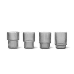 Ferm Living Ripple Glasses (set Of 4) - Smoked Grey