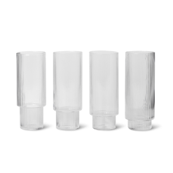 Ferm Living Ripple Glasses Long (set Of 4) - Clear
